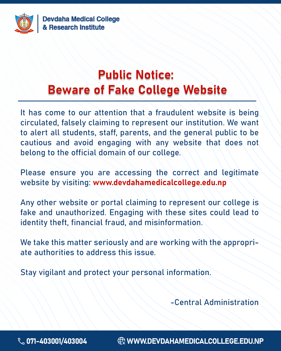 notice regarding official website eng